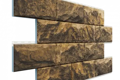 Фасадная термопанель Доломит под Дагестанский камень, цвет Тигровый глаз, 20 мм