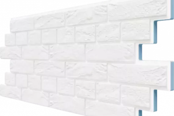Фасадная термопанель Доломит под кирпич, коллекция Кирпич Венецианский, 20 мм, цвет Белоснежный